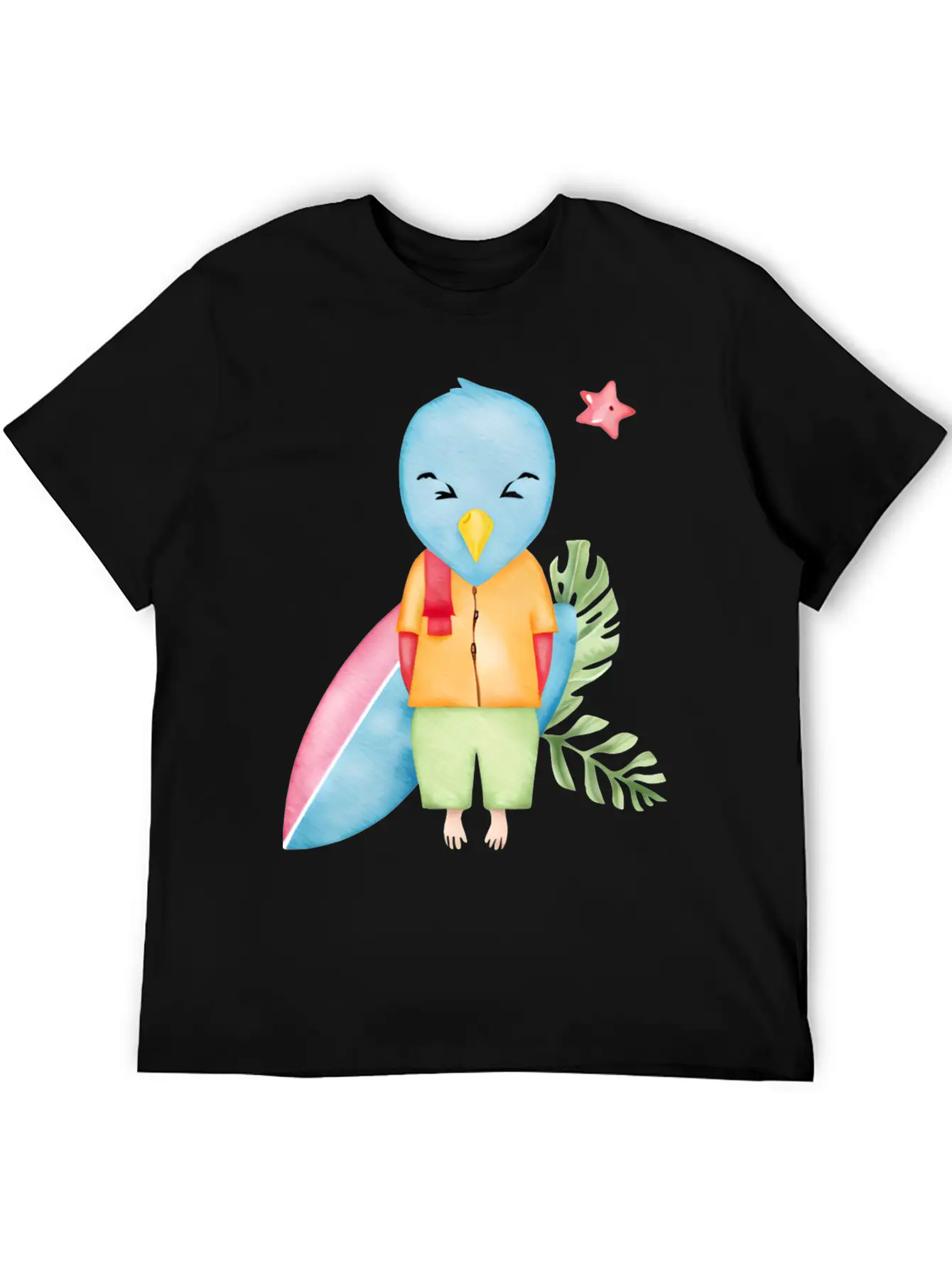 Surfing Blue Bird Watercolor Stylish Everyday T-Shirt – Unisex Basic Cotton Tee