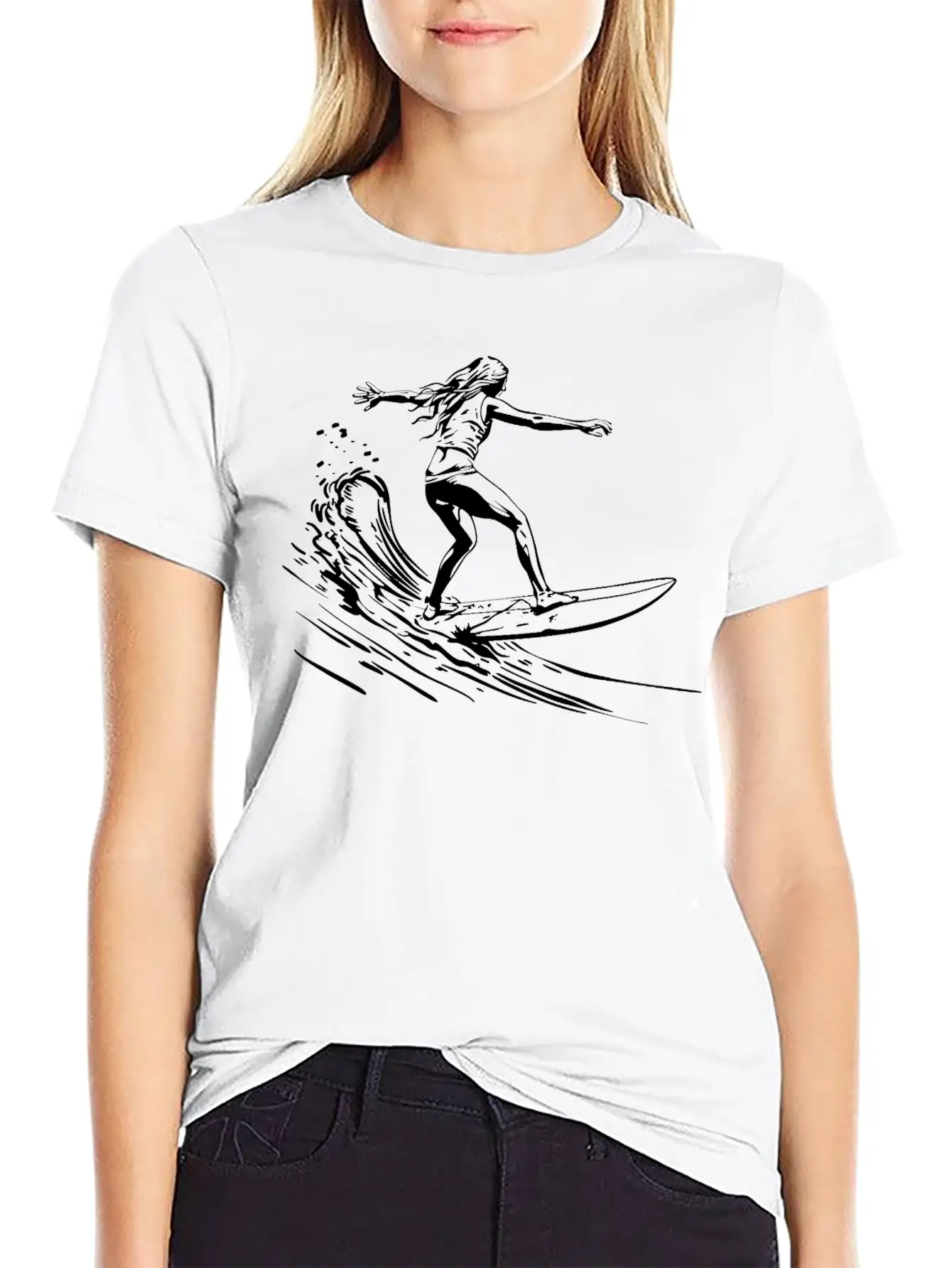 Surfing Girl Unisex Short Sleeve Soft Cotton T-Shirt – Casual Everyday Wear