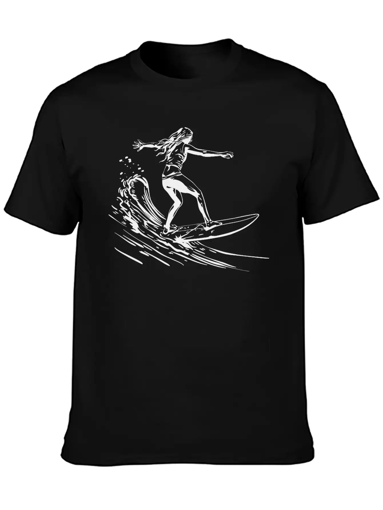 Surfing Girl Unisex Short Sleeve Soft Cotton T-Shirt – Casual Everyday Wear