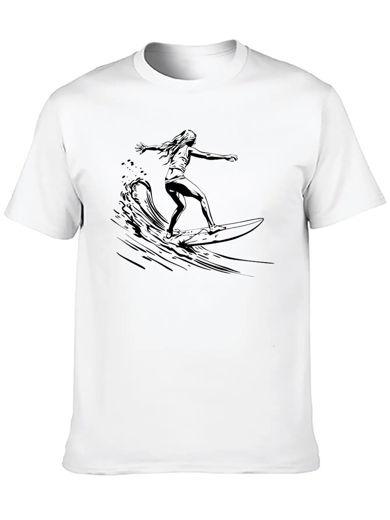 Surfing Girl Unisex Short Sleeve Soft Cotton T-Shirt – Casual Everyday Wear