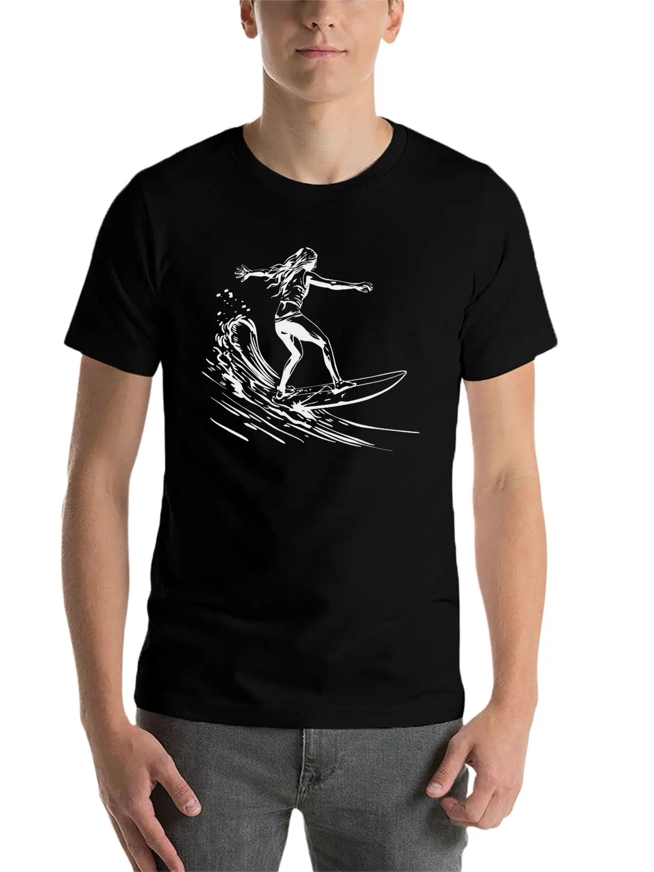 Surfing Girl Unisex Short Sleeve Soft Cotton T-Shirt – Casual Everyday Wear