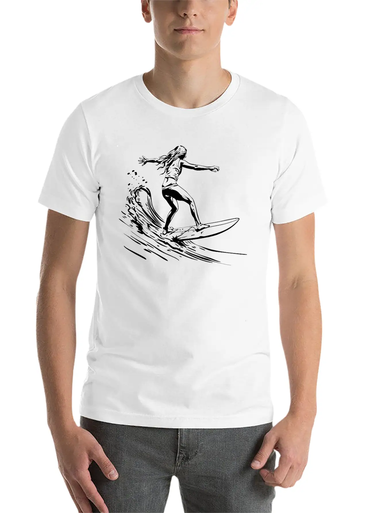 Surfing Girl Unisex Short Sleeve Soft Cotton T-Shirt – Casual Everyday Wear