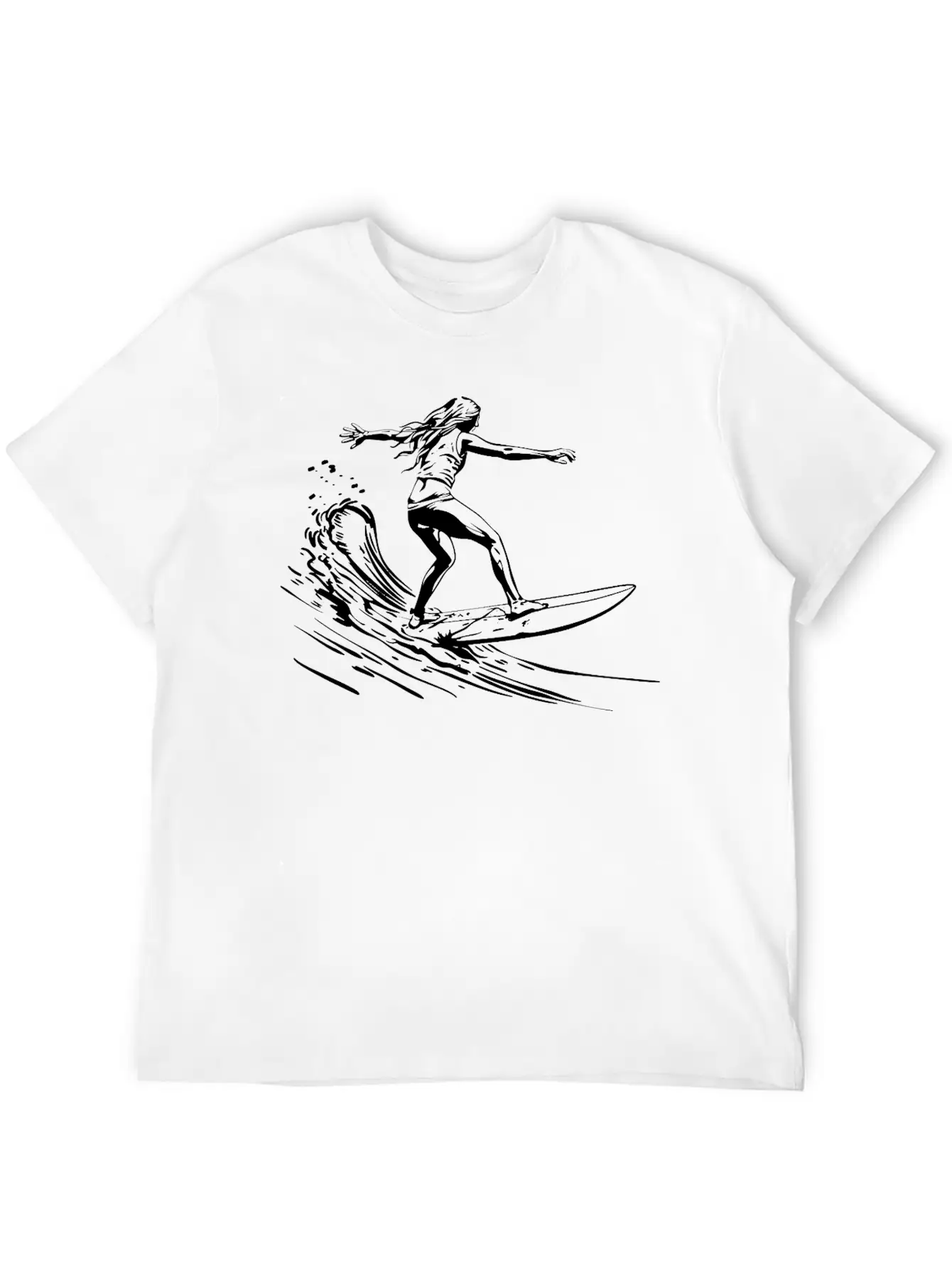 Surfing Girl Unisex Short Sleeve Soft Cotton T-Shirt – Casual Everyday Wear