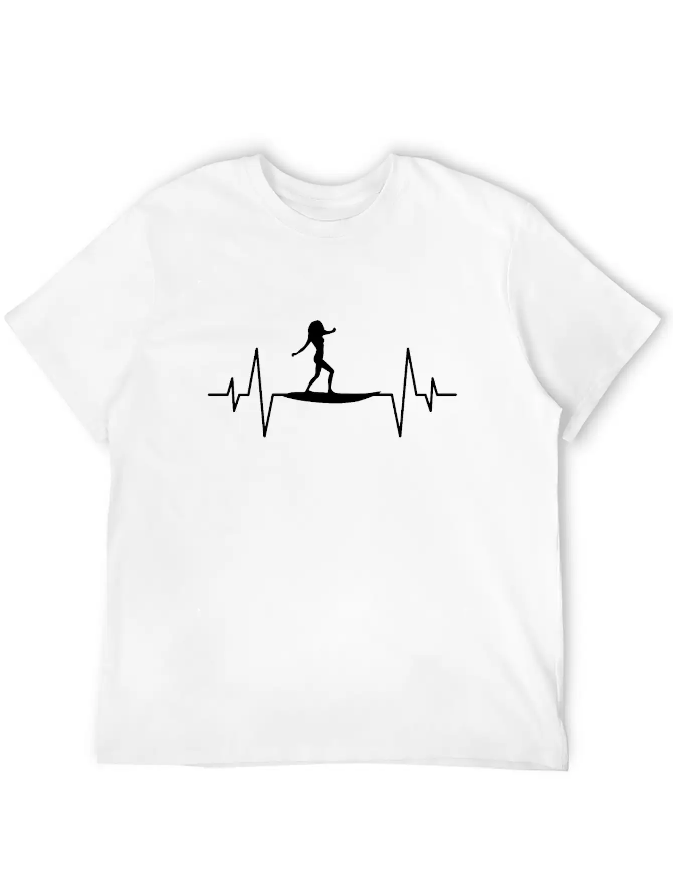 Surfing Heartbeat Comfortable Minimalist Graphic Tee – Summer Style Essential
