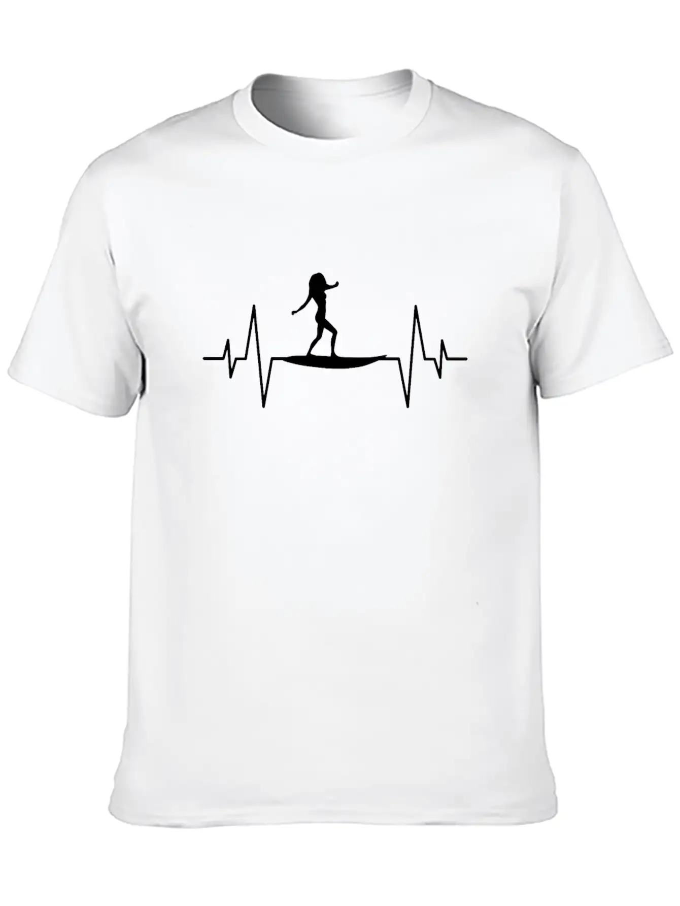 Surfing Heartbeat Comfortable Minimalist Graphic Tee – Summer Style Essential