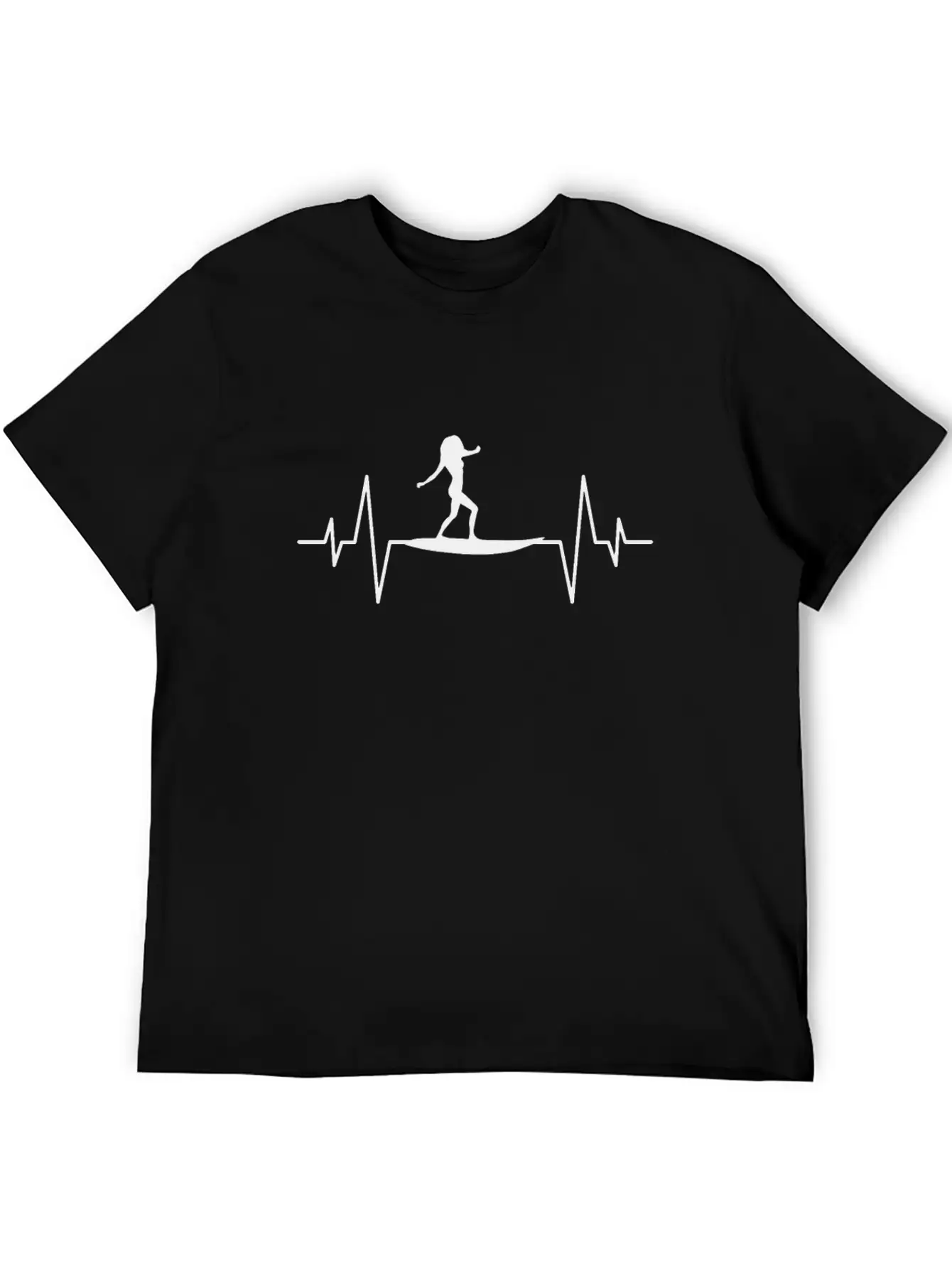 Surfing Heartbeat Comfortable Minimalist Graphic Tee – Summer Style Essential