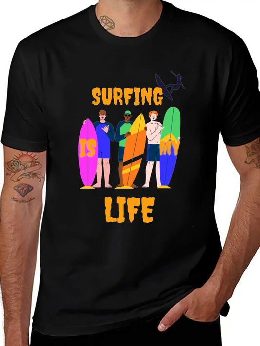 Surfing Is My Life Comfortable Minimalist Graphic Tee – Summer Style Essential