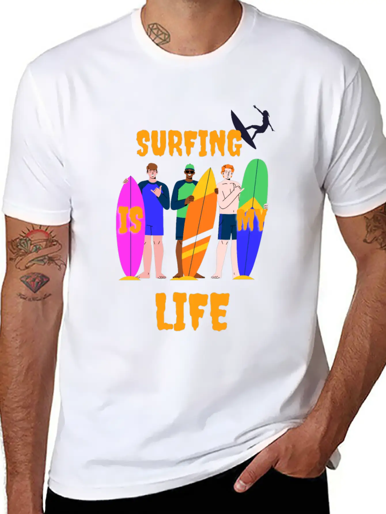 Surfing Is My Life Comfortable Minimalist Graphic Tee – Summer Style Essential