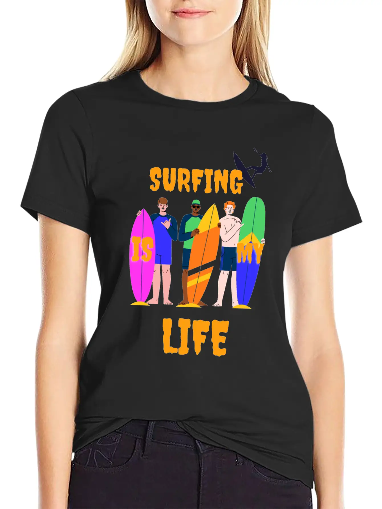 Surfing Is My Life Comfortable Minimalist Graphic Tee – Summer Style Essential