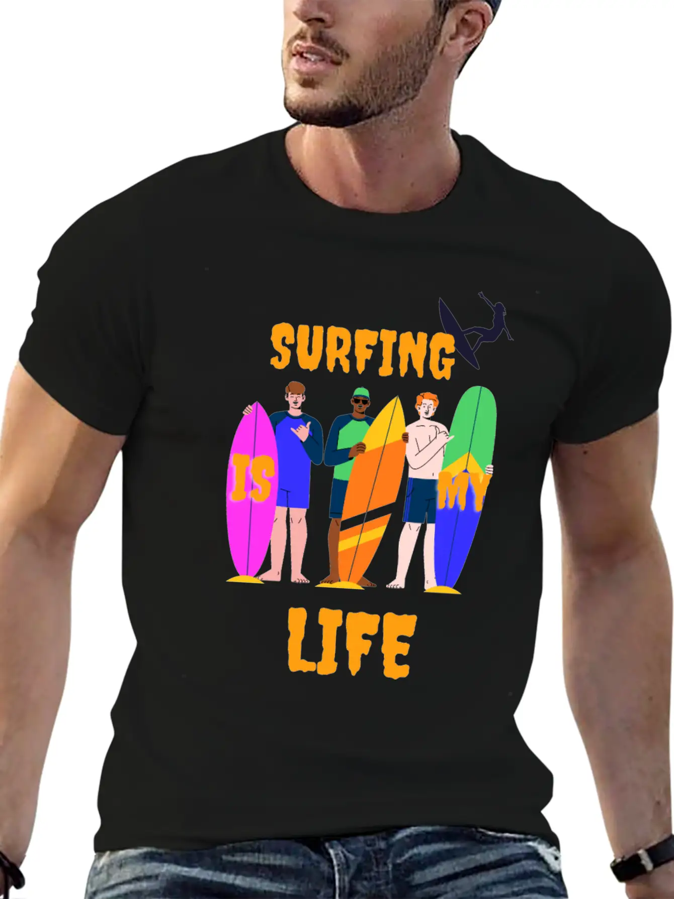 Surfing Is My Life Comfortable Minimalist Graphic Tee – Summer Style Essential