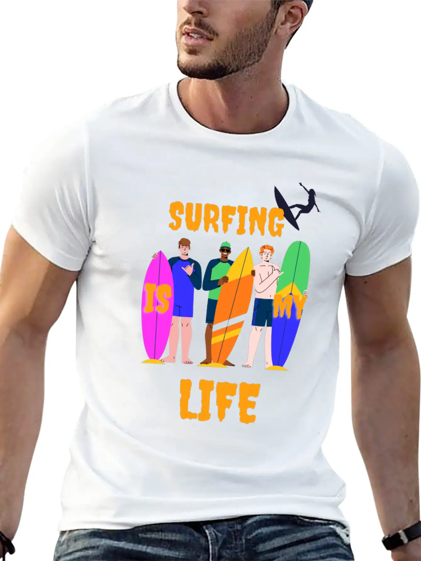 Surfing Is My Life Comfortable Minimalist Graphic Tee – Summer Style Essential