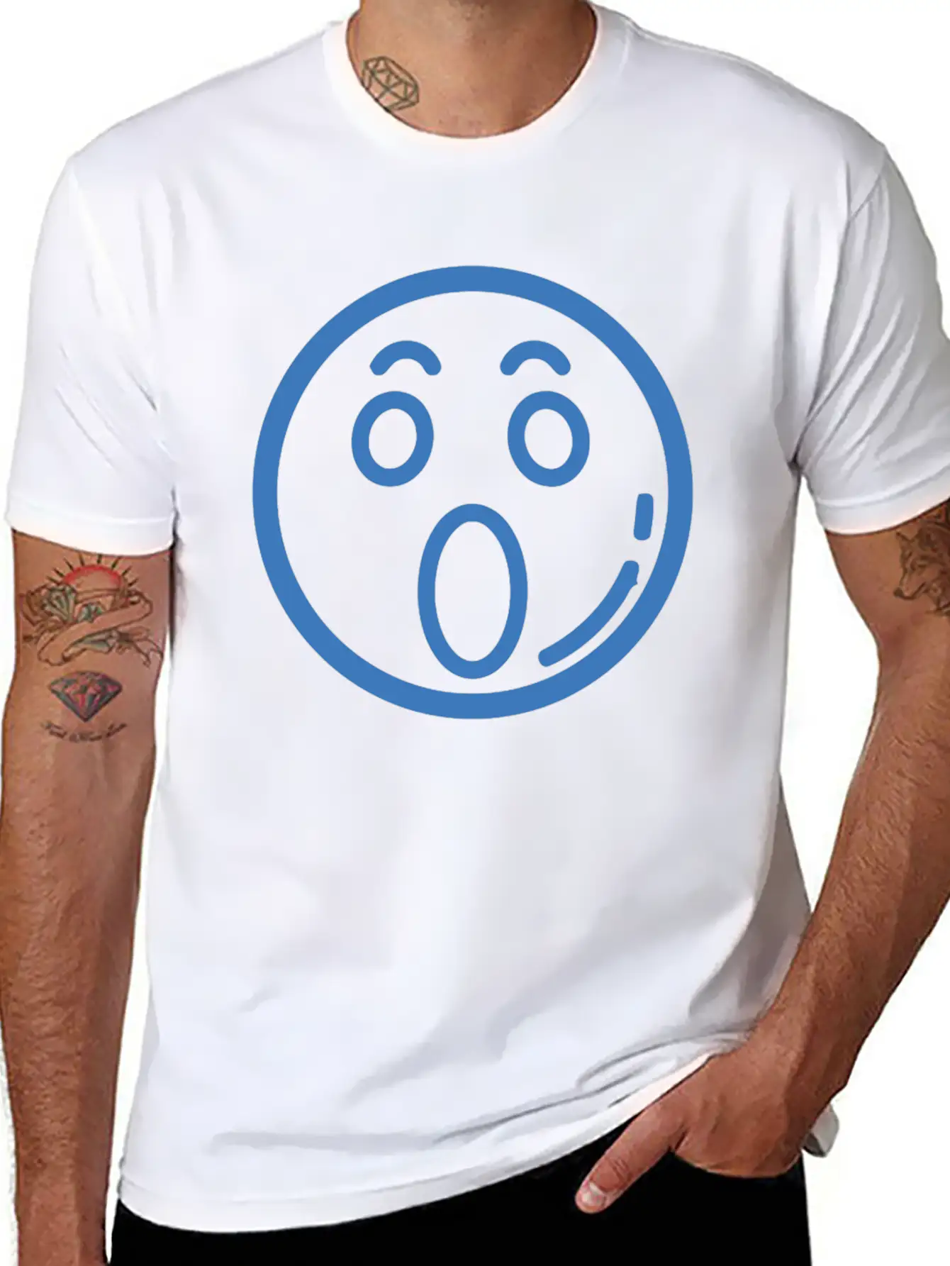 Surprised Face Funny Comfortable Minimalist Graphic Tee – Summer Style Essential