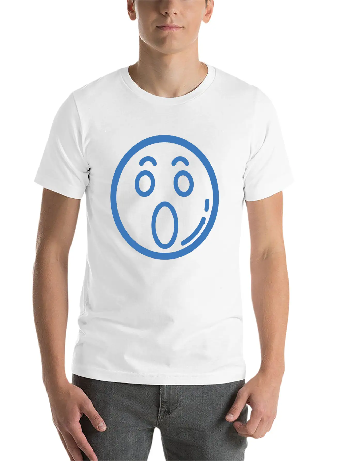 Surprised Face Funny Comfortable Minimalist Graphic Tee – Summer Style Essential