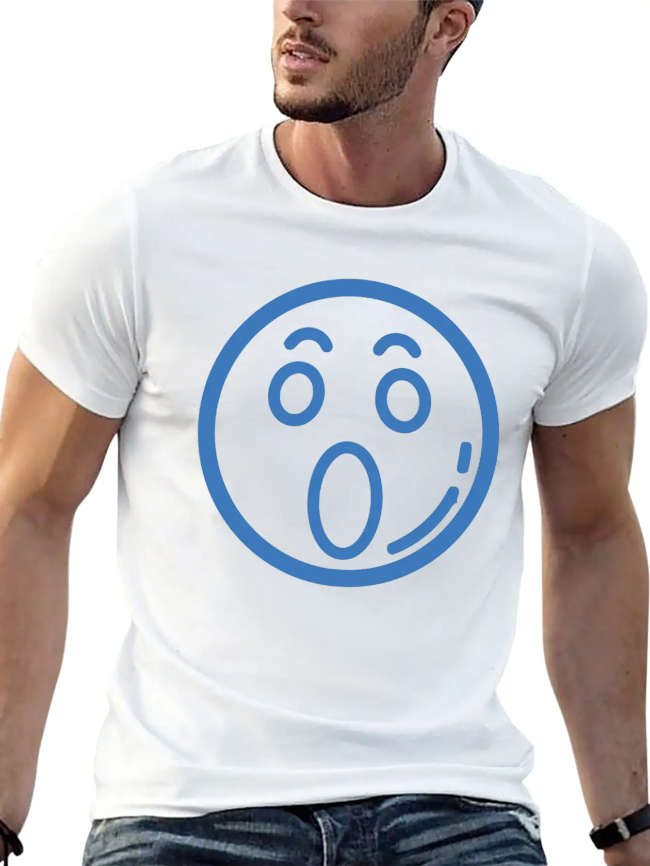 Surprised Face Funny Comfortable Minimalist Graphic Tee – Summer Style Essential