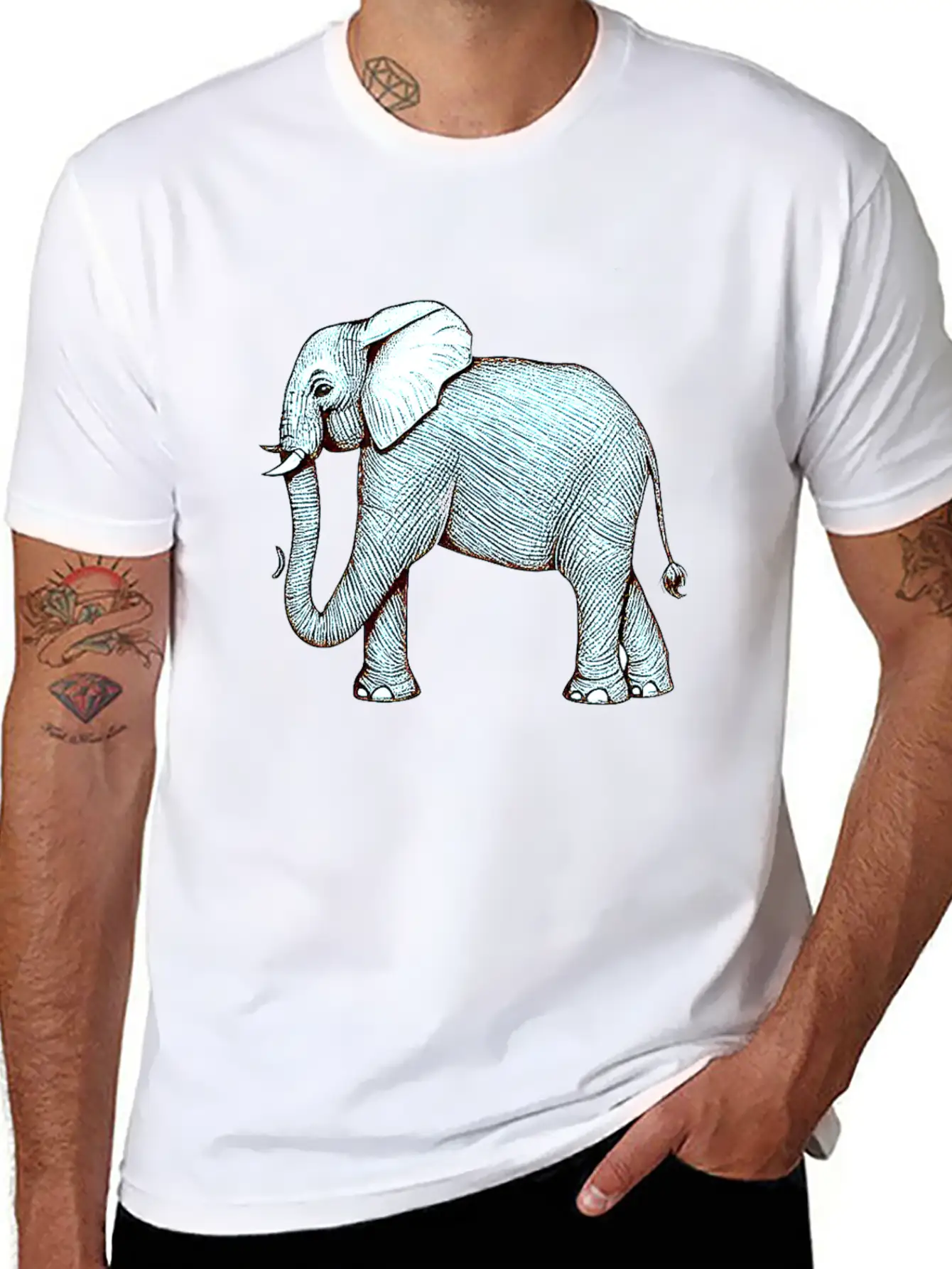 Surrealephant - Surreal Elephant Illustration Basic Graphic T-Shirt – Daily Comfort In Soft Cotton