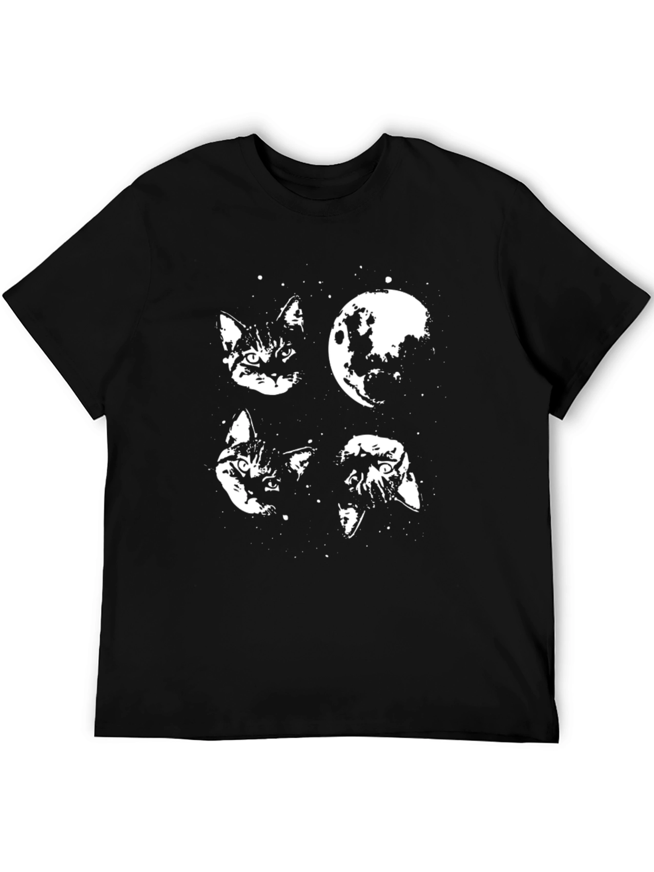 Cat & Moon Graphic Tee - Black