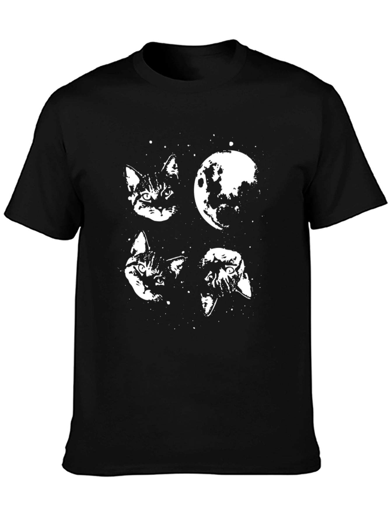 Cat & Moon Graphic Tee - Black