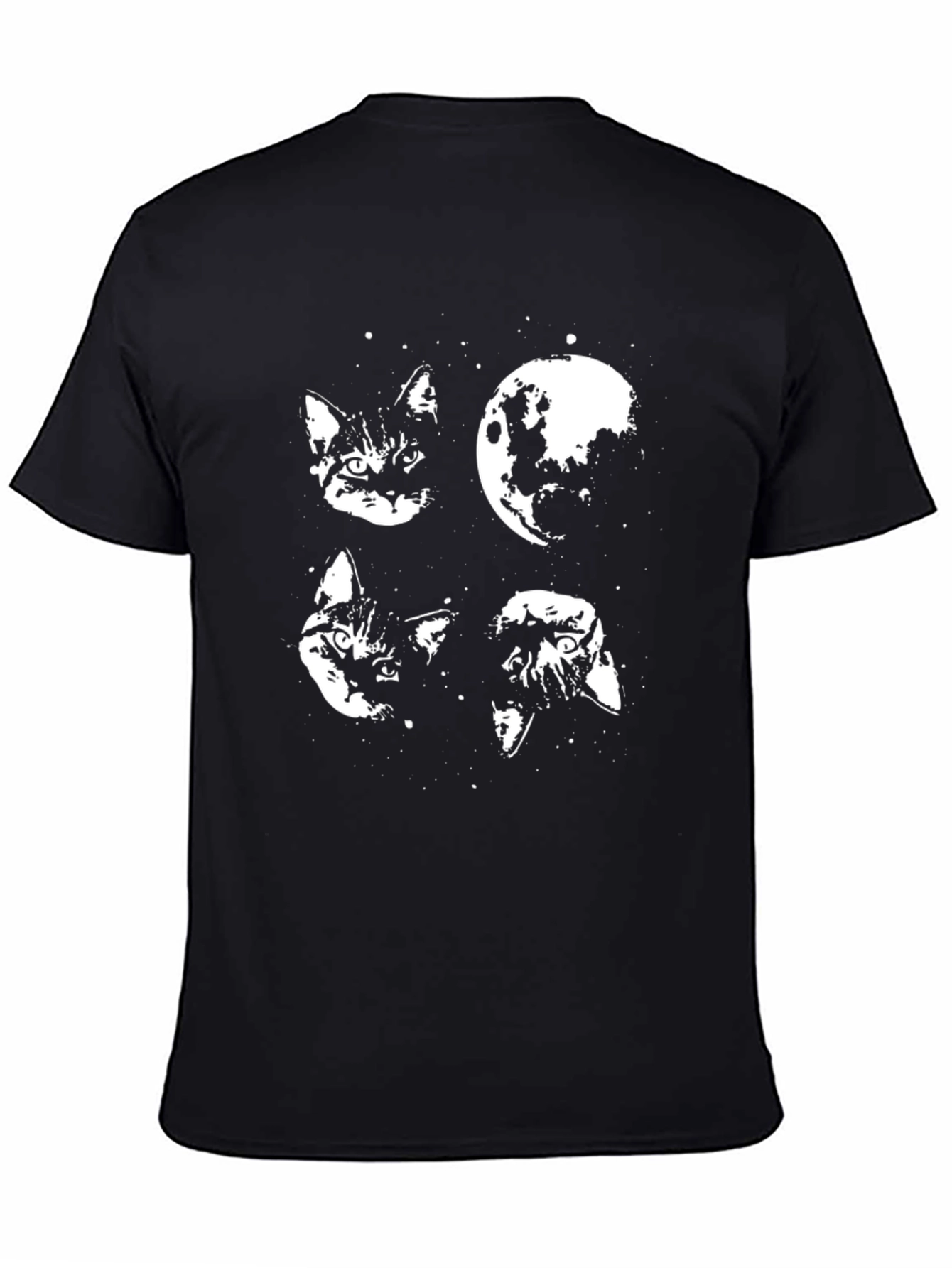 Cat & Moon Graphic Tee - Black