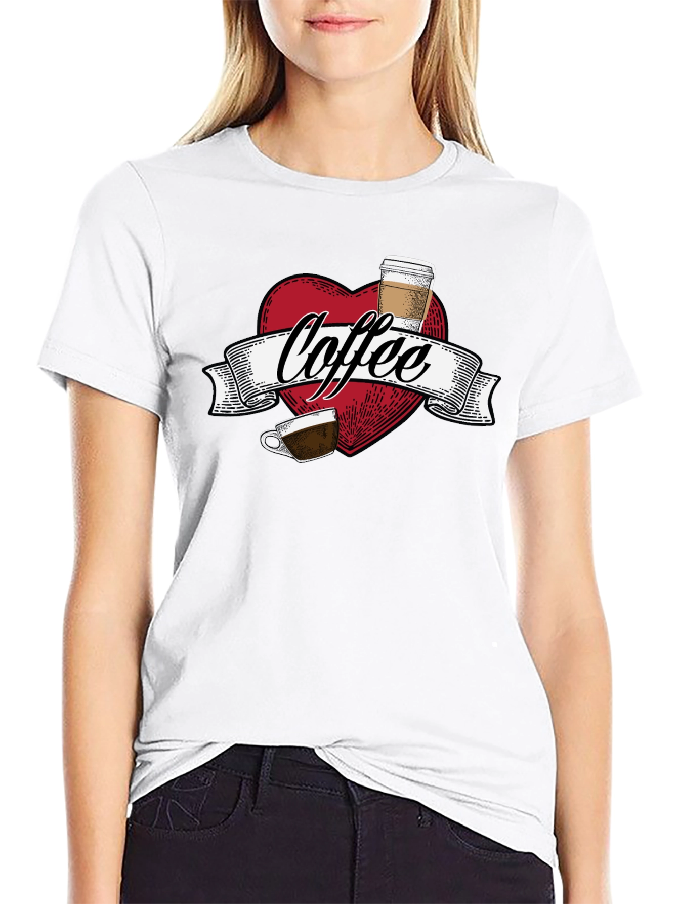 Coffee Lovers Graphic Tee - Heart Design
