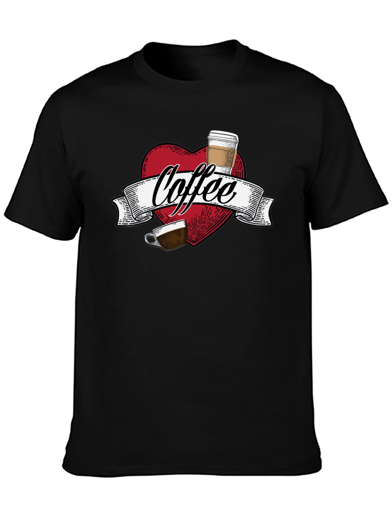 Coffee Lovers Graphic Tee - Heart Design