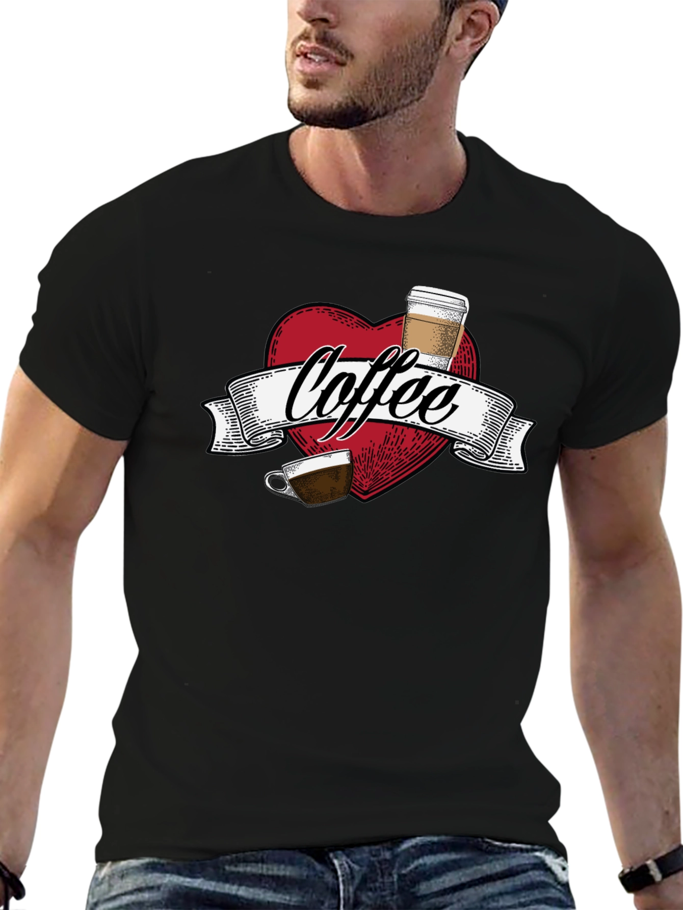 Coffee Lovers Graphic Tee - Heart Design
