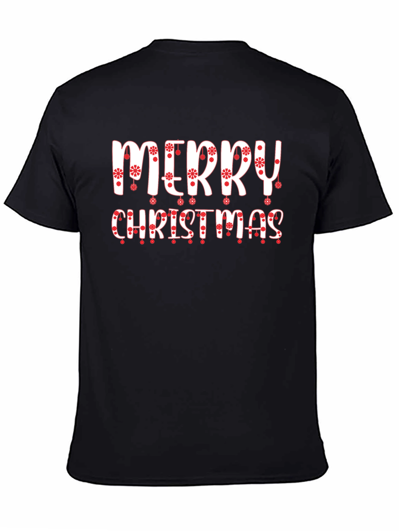 Festive Merry Christmas Graphic Tee - Black