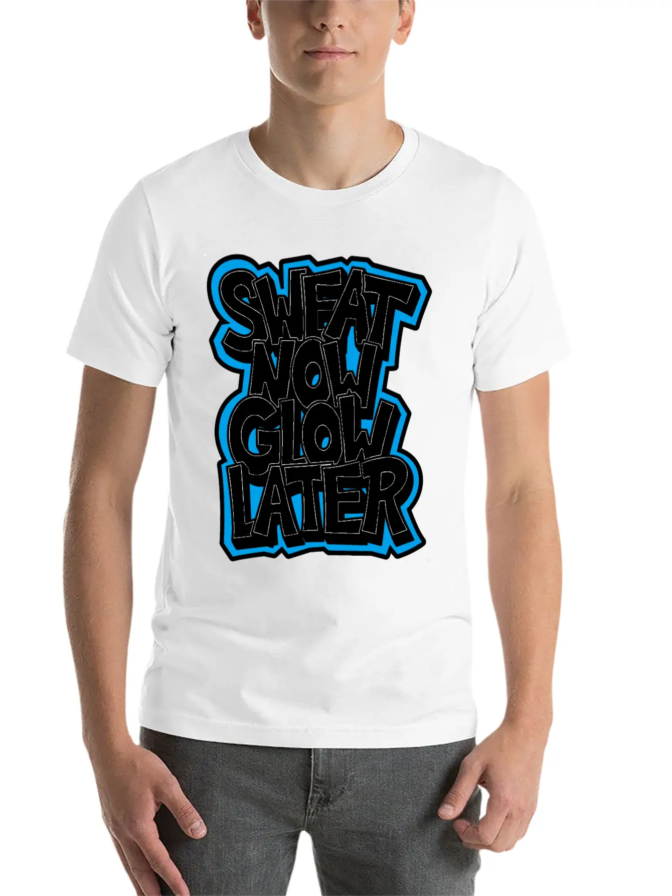 Sweat Now Glow Later Unisex Short Sleeve Soft Cotton T-Shirt – Casual Everyday Wear