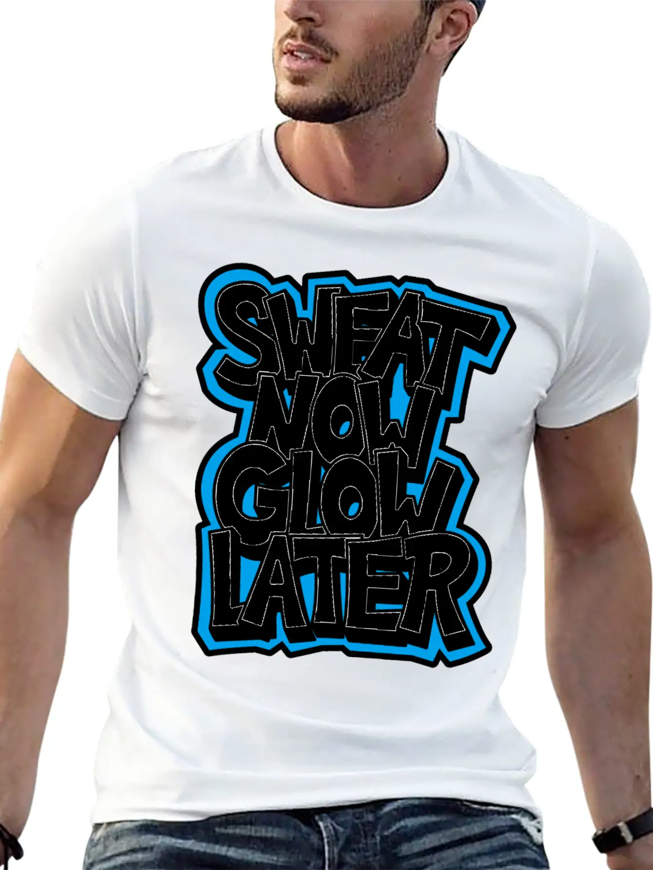 Sweat Now Glow Later Unisex Short Sleeve Soft Cotton T-Shirt – Casual Everyday Wear