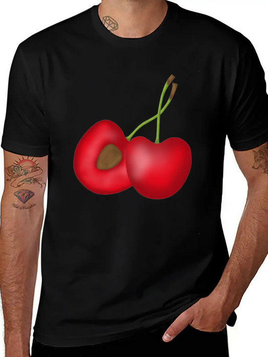 Sweet Cherries Comfortable Minimalist Graphic Tee – Summer Style Essential