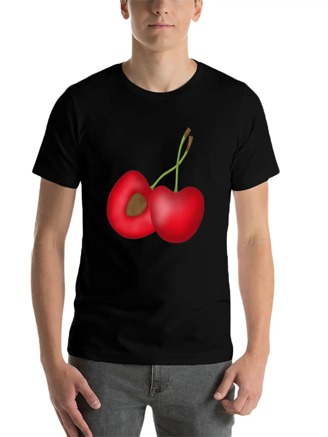 Sweet Cherries Comfortable Minimalist Graphic Tee – Summer Style Essential