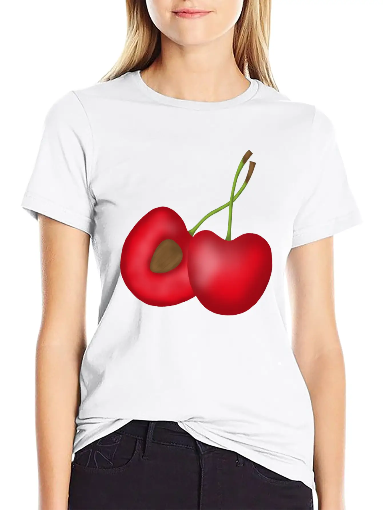 Sweet Cherries Comfortable Minimalist Graphic Tee – Summer Style Essential