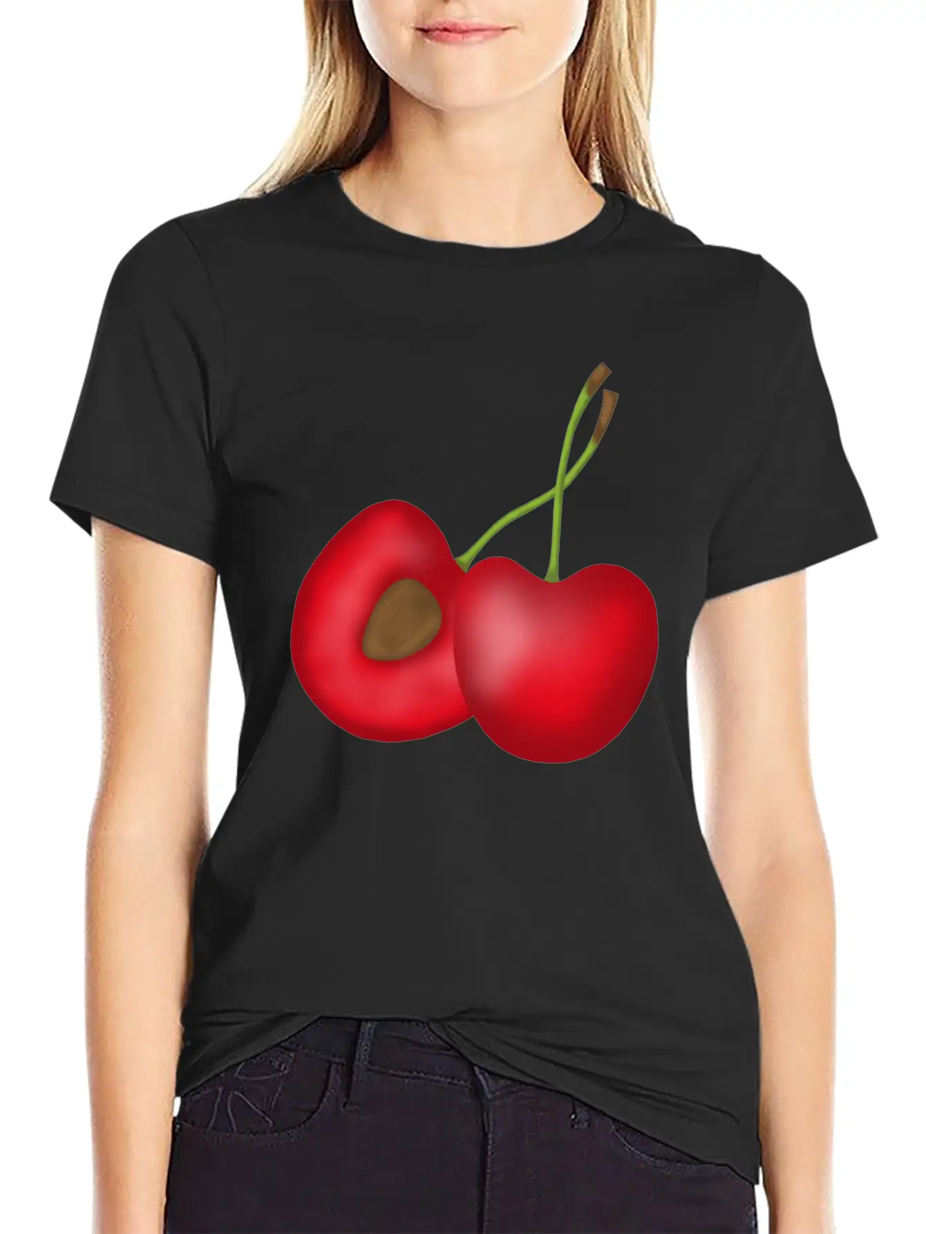 Sweet Cherries Comfortable Minimalist Graphic Tee – Summer Style Essential