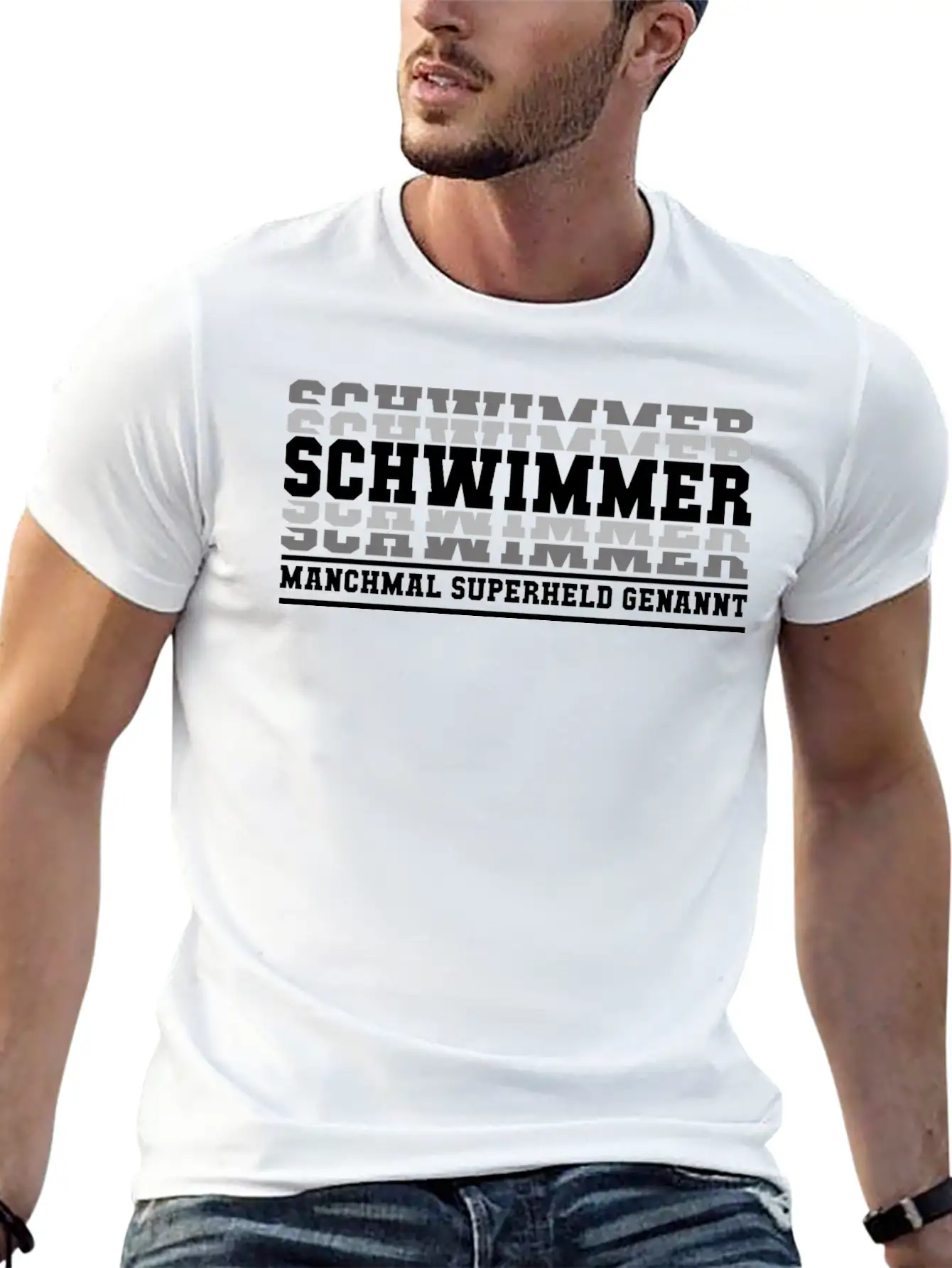 Swimmer Swimming Superhero Gift Stylish Everyday T-Shirt – Unisex Basic Cotton Tee