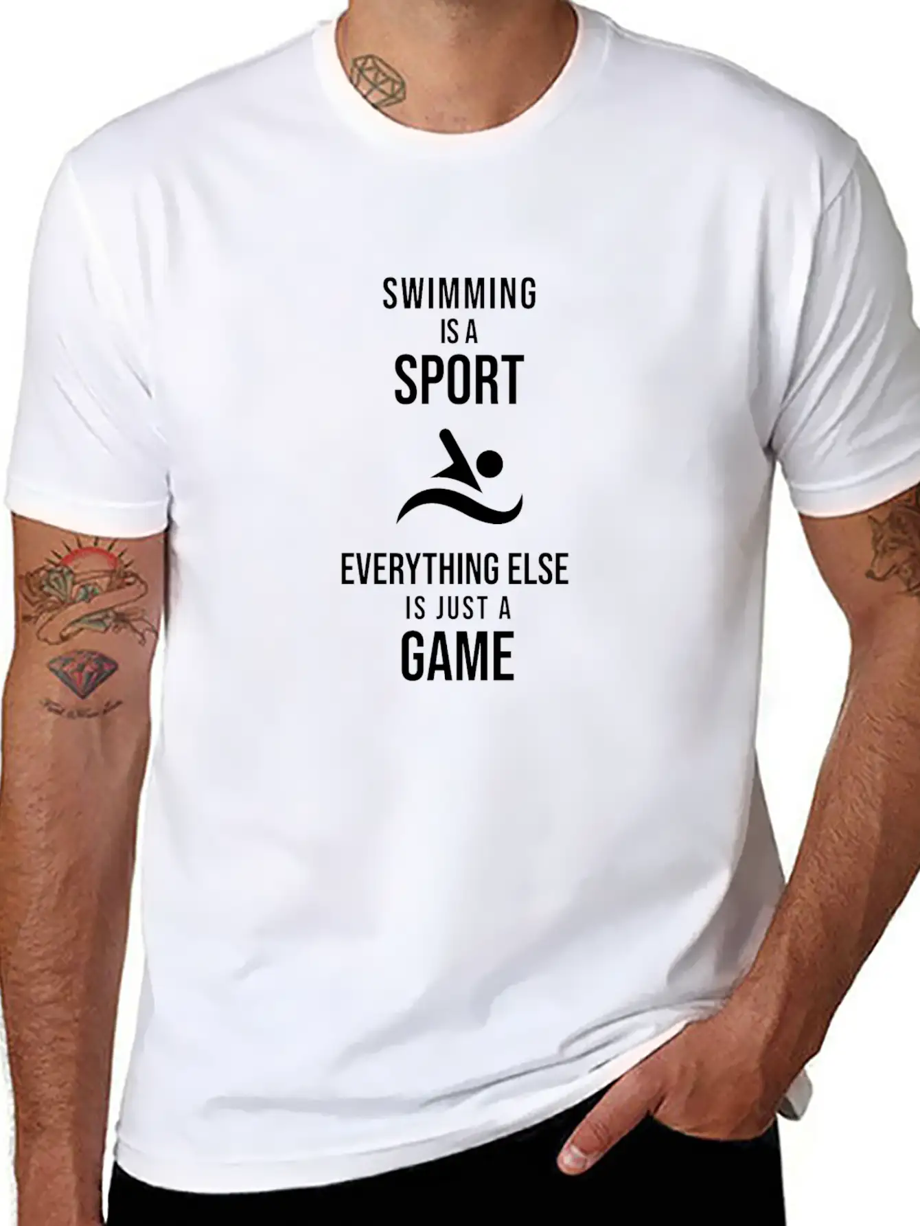 Swimming Is A Sport Unisex Short Sleeve Soft Cotton T-Shirt – Casual Everyday Wear