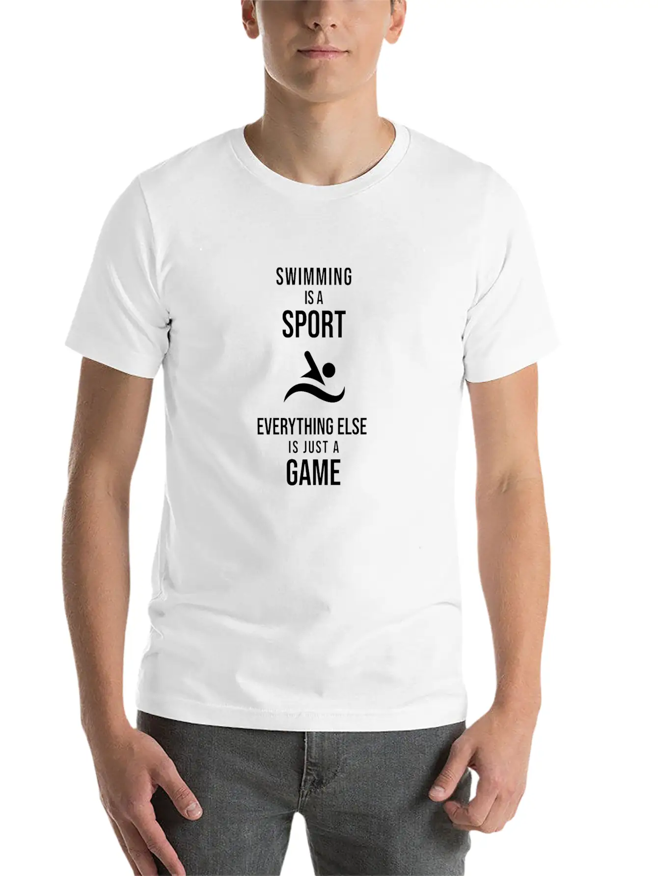 Swimming Is A Sport Unisex Short Sleeve Soft Cotton T-Shirt – Casual Everyday Wear