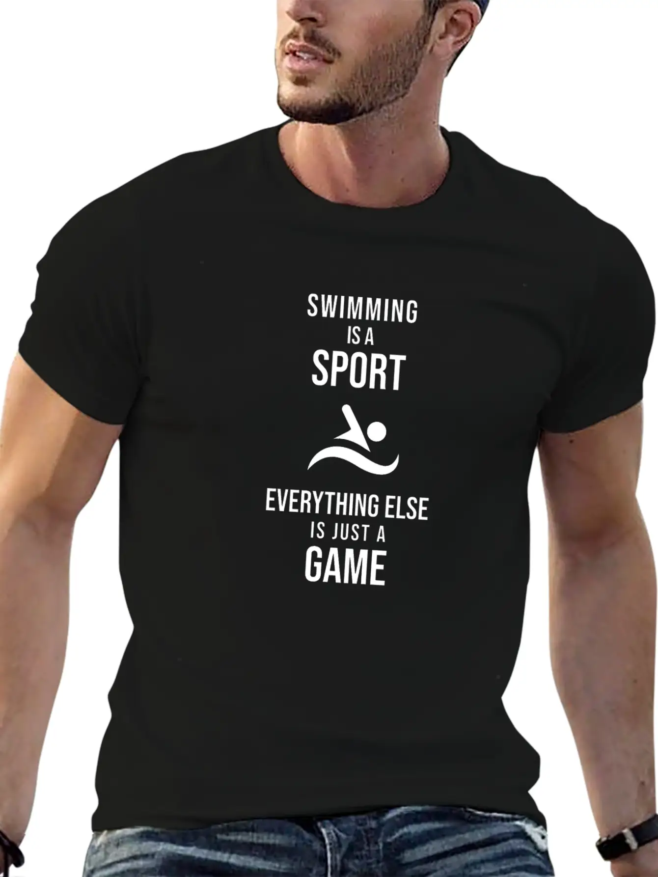 Swimming Is A Sport Unisex Short Sleeve Soft Cotton T-Shirt – Casual Everyday Wear