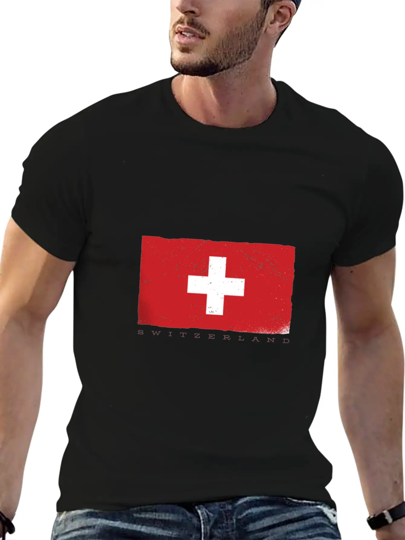 Switzerland Flag Grunge Look Nice Swiss Tshirts Stylish Everyday T-Shirt – Unisex Basic Cotton Tee