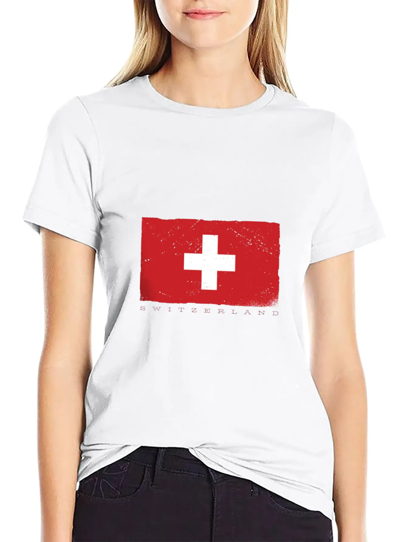 Switzerland Flag Grunge Look Nice Swiss Tshirts Stylish Everyday T-Shirt – Unisex Basic Cotton Tee