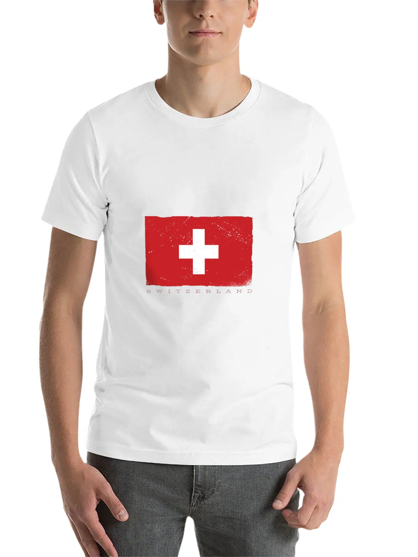 Switzerland Flag Grunge Look Nice Swiss Tshirts Stylish Everyday T-Shirt – Unisex Basic Cotton Tee