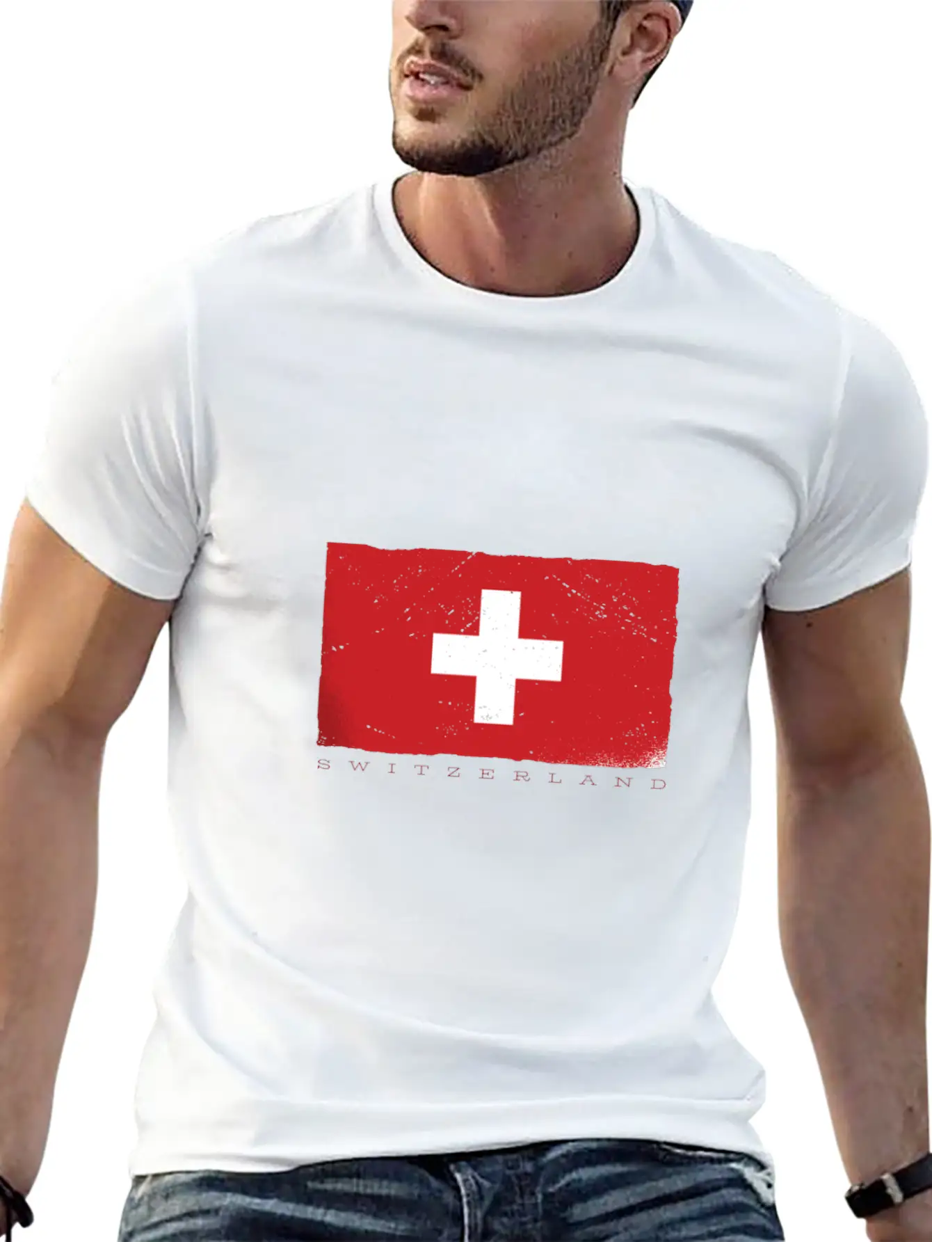 Switzerland Flag Grunge Look Nice Swiss Tshirts Stylish Everyday T-Shirt – Unisex Basic Cotton Tee