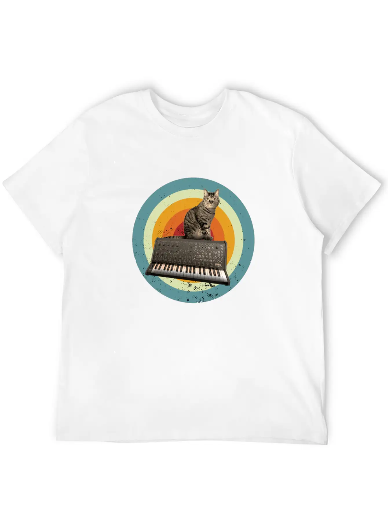 Synth Cat Keyboard Analog Drum Machine Synthesizer Stylish Everyday T-Shirt – Unisex Basic Cotton Tee