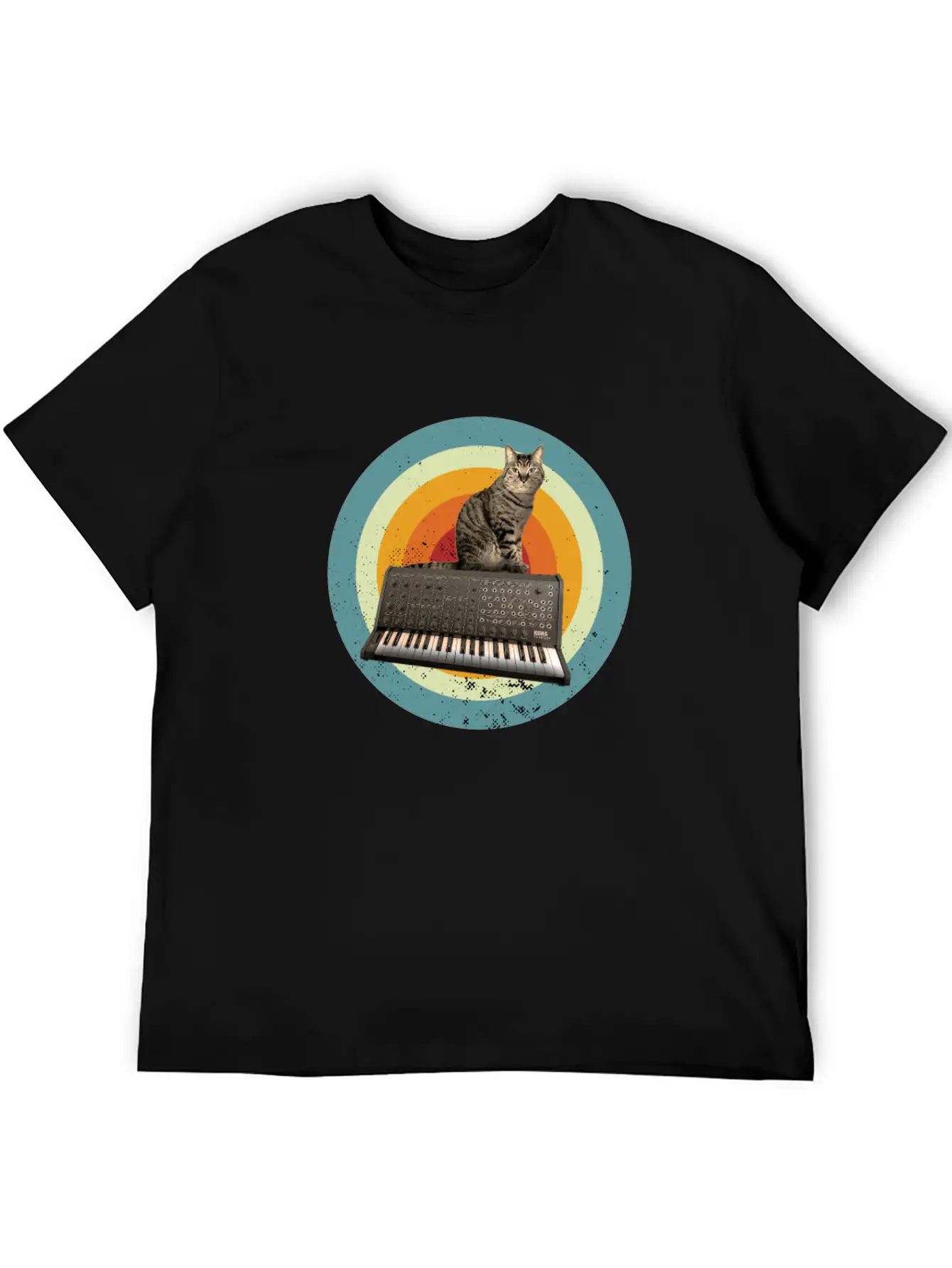 Synth Cat Keyboard Analog Drum Machine Synthesizer Stylish Everyday T-Shirt – Unisex Basic Cotton Tee