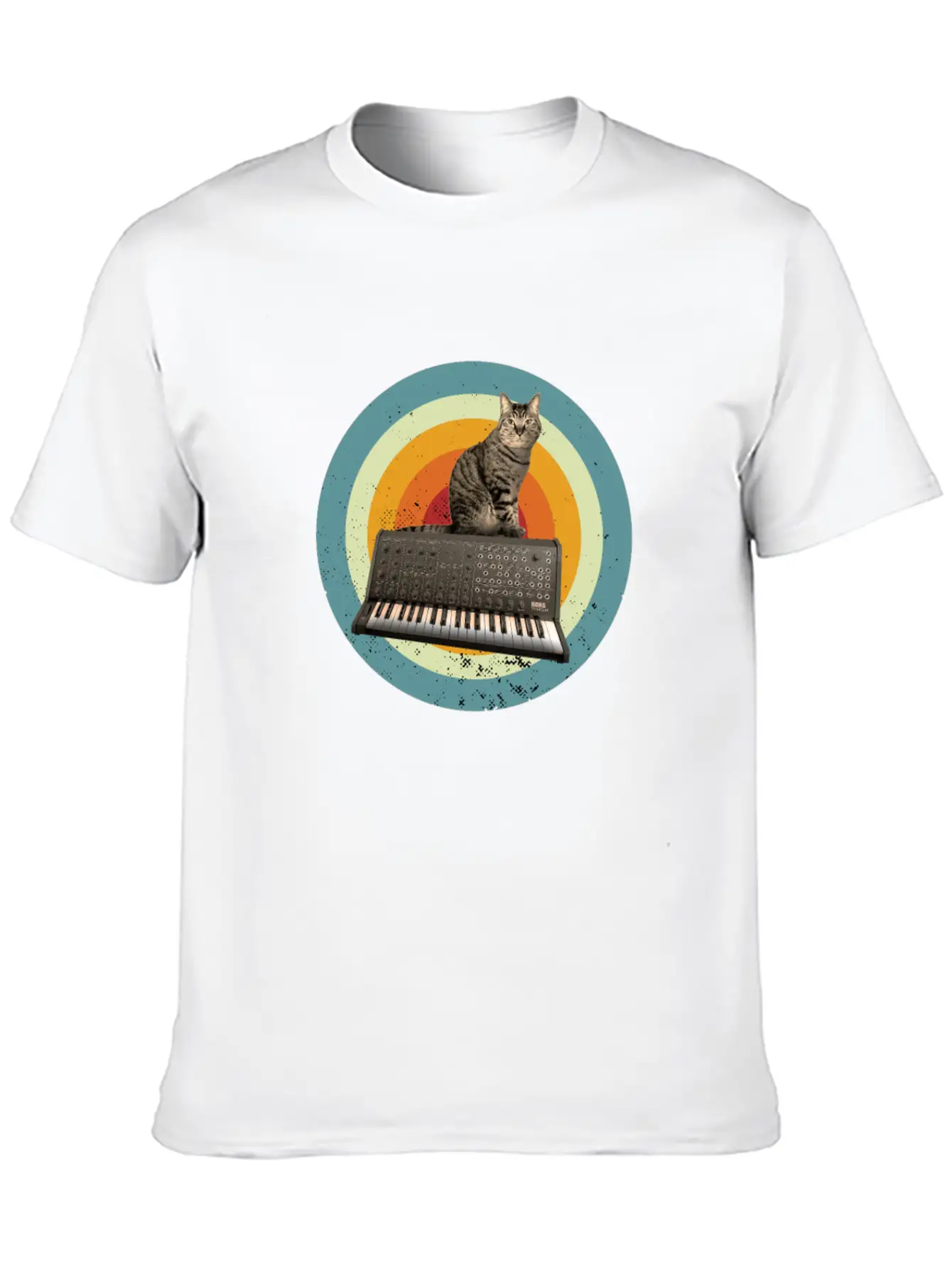 Synth Cat Keyboard Analog Drum Machine Synthesizer Stylish Everyday T-Shirt – Unisex Basic Cotton Tee