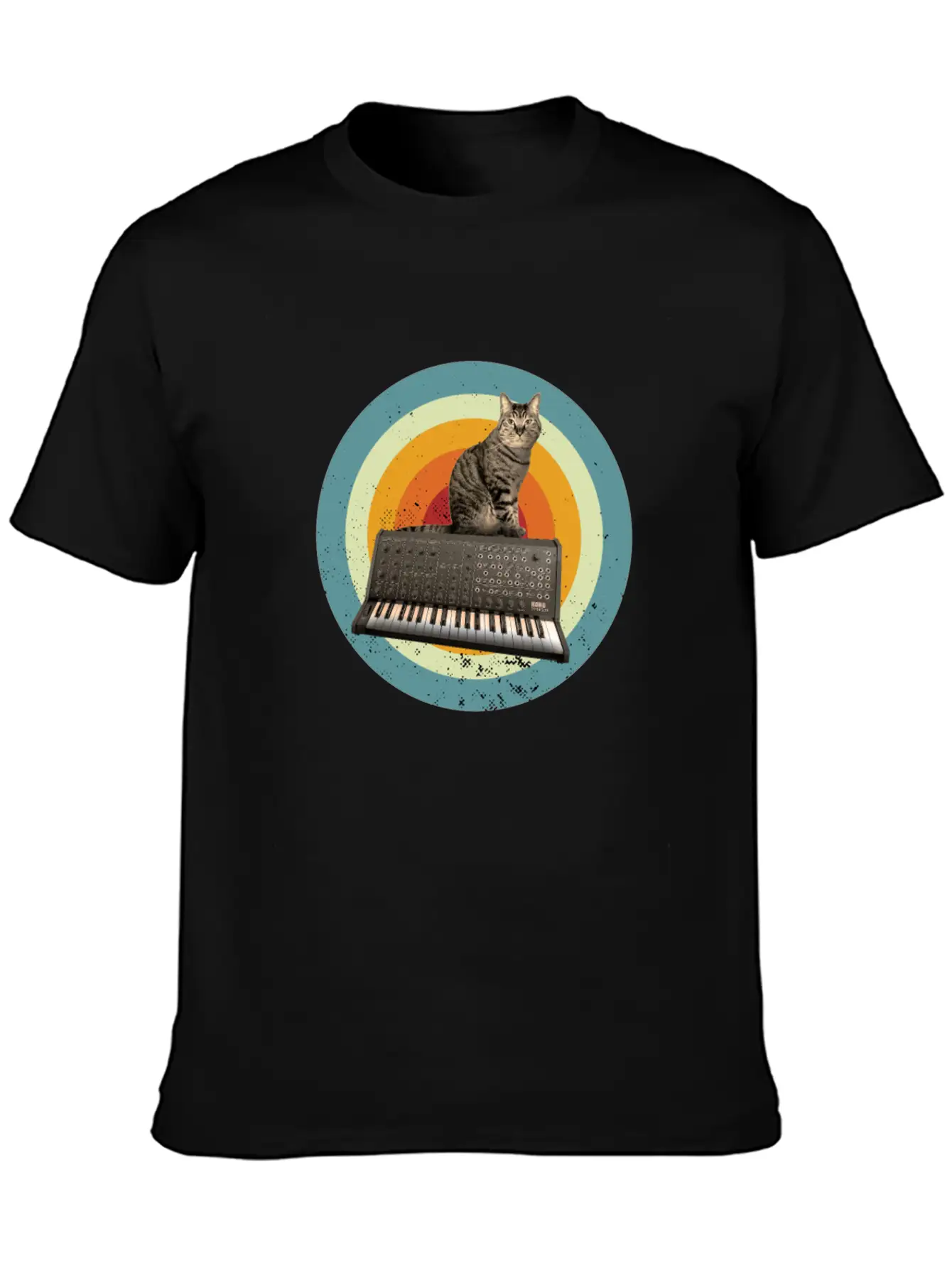 Synth Cat Keyboard Analog Drum Machine Synthesizer Stylish Everyday T-Shirt – Unisex Basic Cotton Tee
