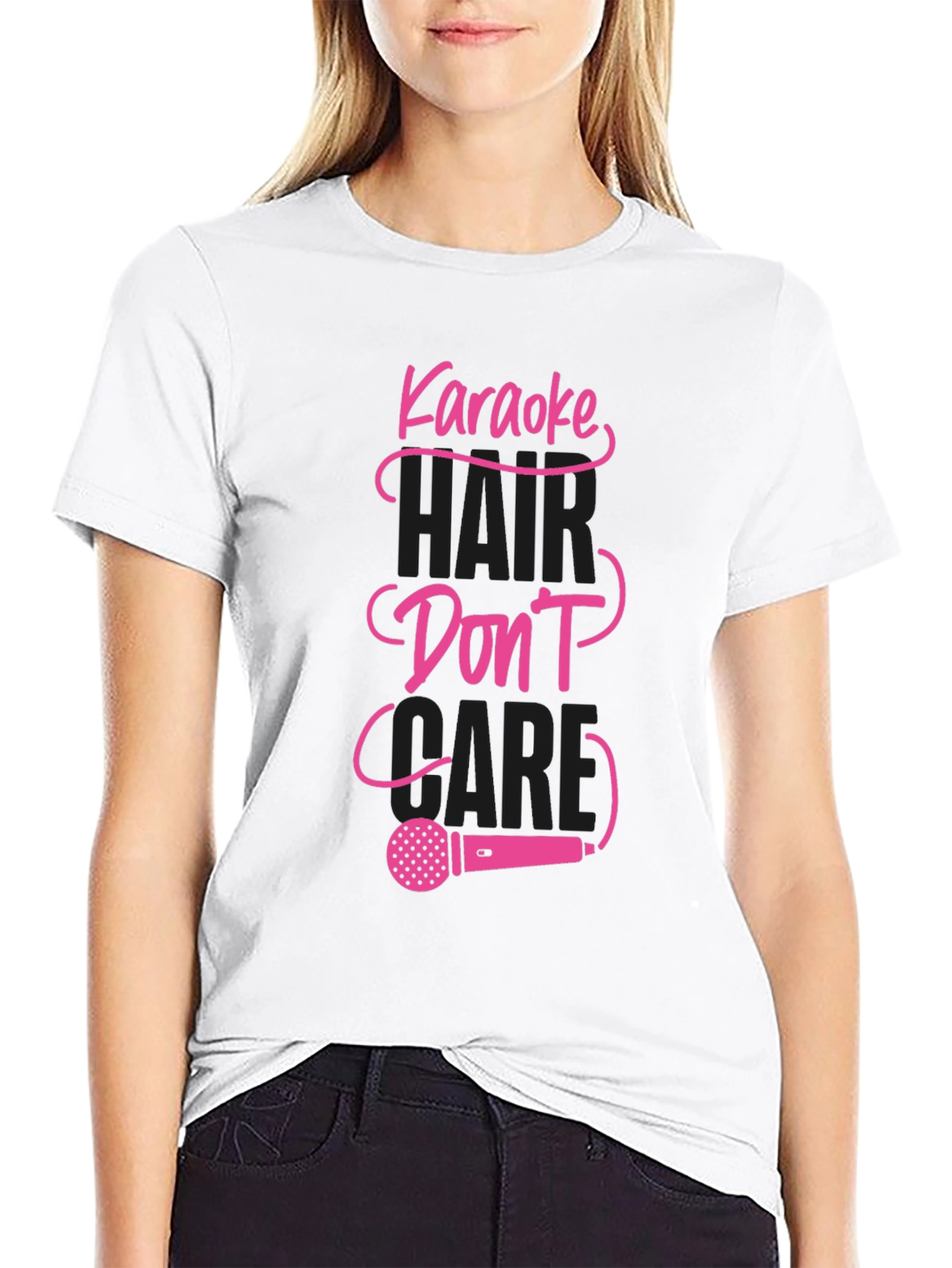 Karaoke Hair Dont Care Graphic Tee - Black