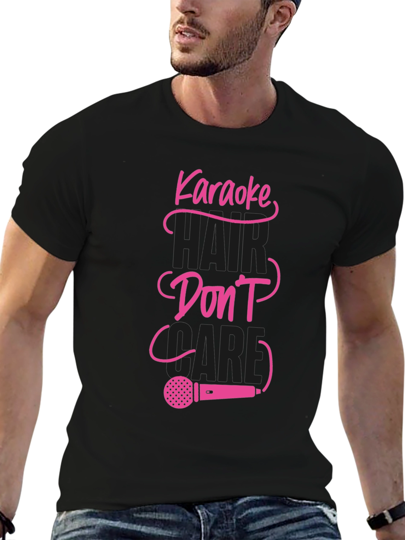Karaoke Hair Dont Care Graphic Tee - Black