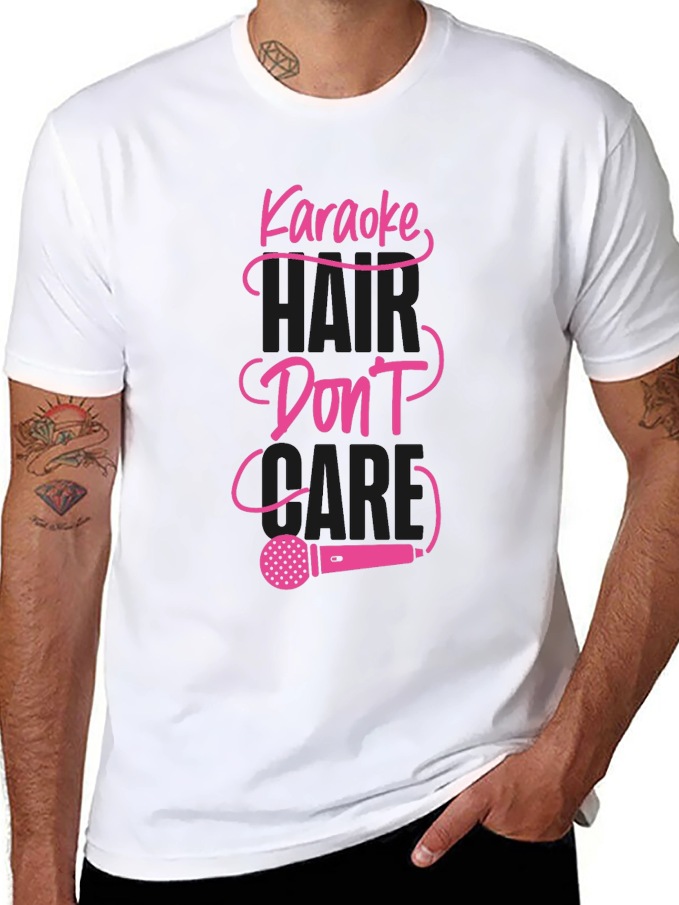 Karaoke Hair Dont Care Graphic Tee - Black