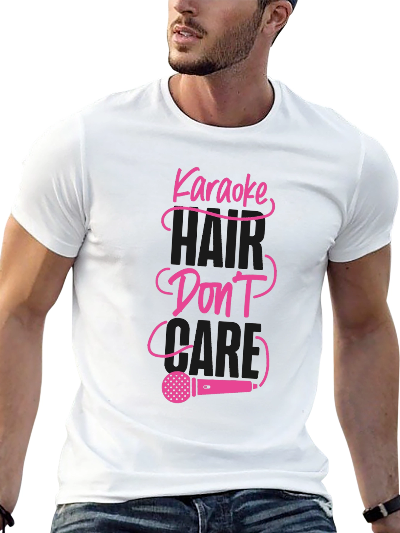 Karaoke Hair Dont Care Graphic Tee - Black