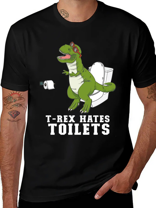 T Rex Hates Toilets - Crap Toilet Paper Bathroom Timeless Short Sleeve Tee – Comfy And Minimalist Design
