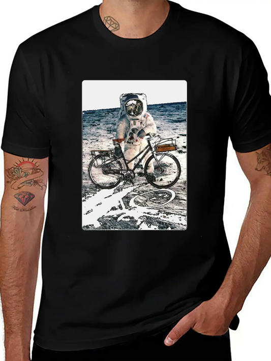 T-Shirt This Way It's Easy, Ride Bike On The Moon Stylish Everyday T-Shirt – Unisex Basic Cotton Tee